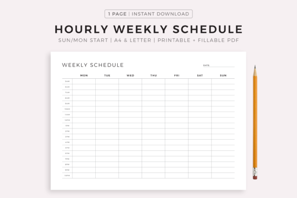 Download Hourly Weekly Schedule Landscape - Schedule Collection