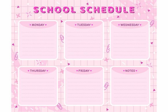 Download Vector School Schedule Template in Pink - Schedule Collection