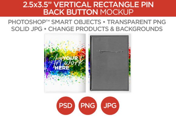 Download 2.5x3.5" Vertical Rectangle Button Pin - Premium Resources